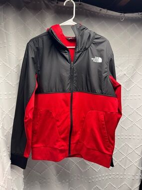 The North Face Train N Logo Overlay Full Zip Jacket Red Black Size Medium